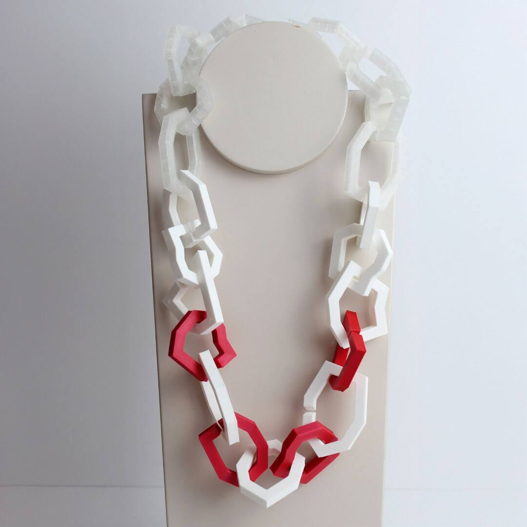 Maxi Colar Kubo Branco e Vermelho