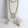 conjunto labirinto com colar, anel e pulseira em fios de aluminio