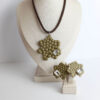 conjunto colar e brinco clau khawali verde com fio nautico e strass