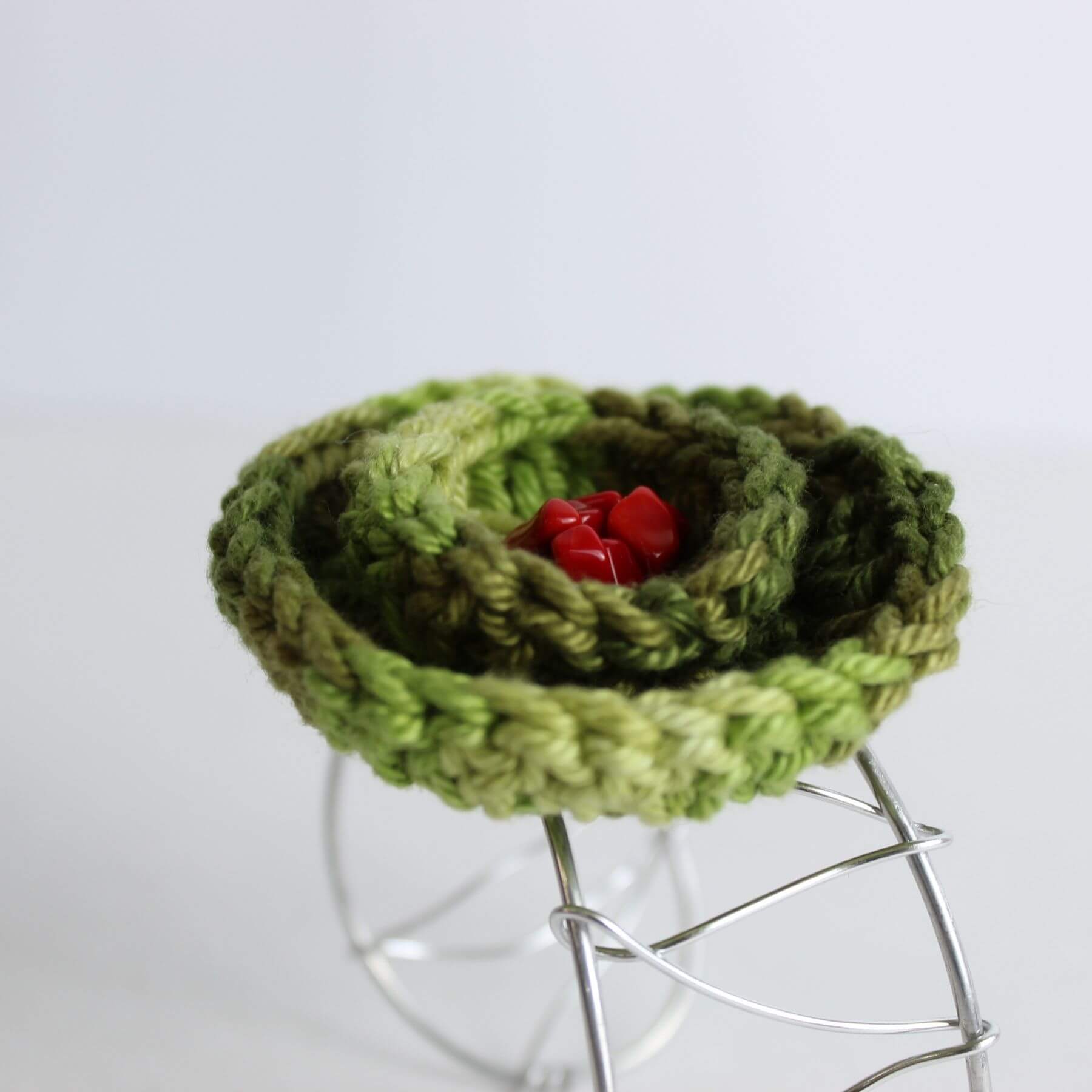 Pulseira De Crochê Com Flor Verde