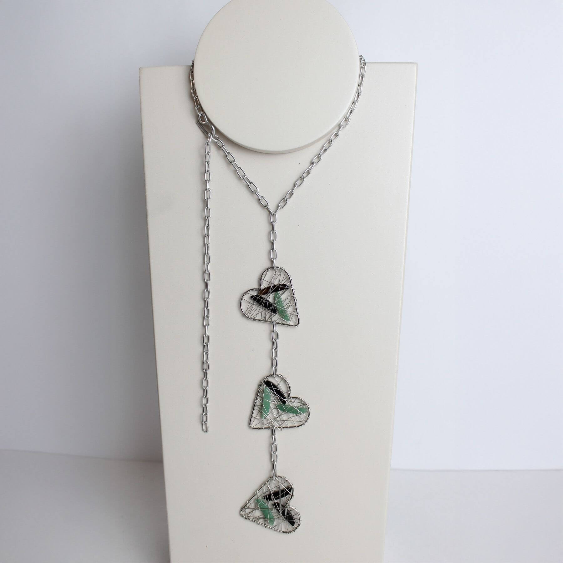 colar corações de pedras naturais