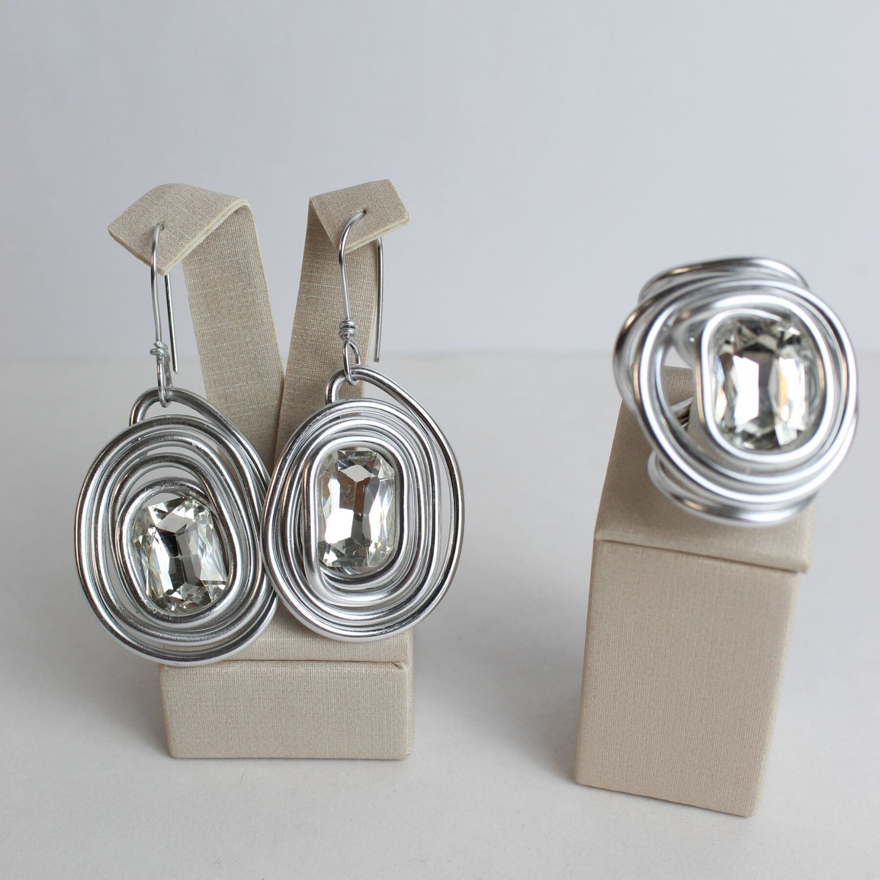 conjunto espiral de aluminio com strass