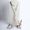 Conjunto Colar Pulseira e Brinco Corações Rosa