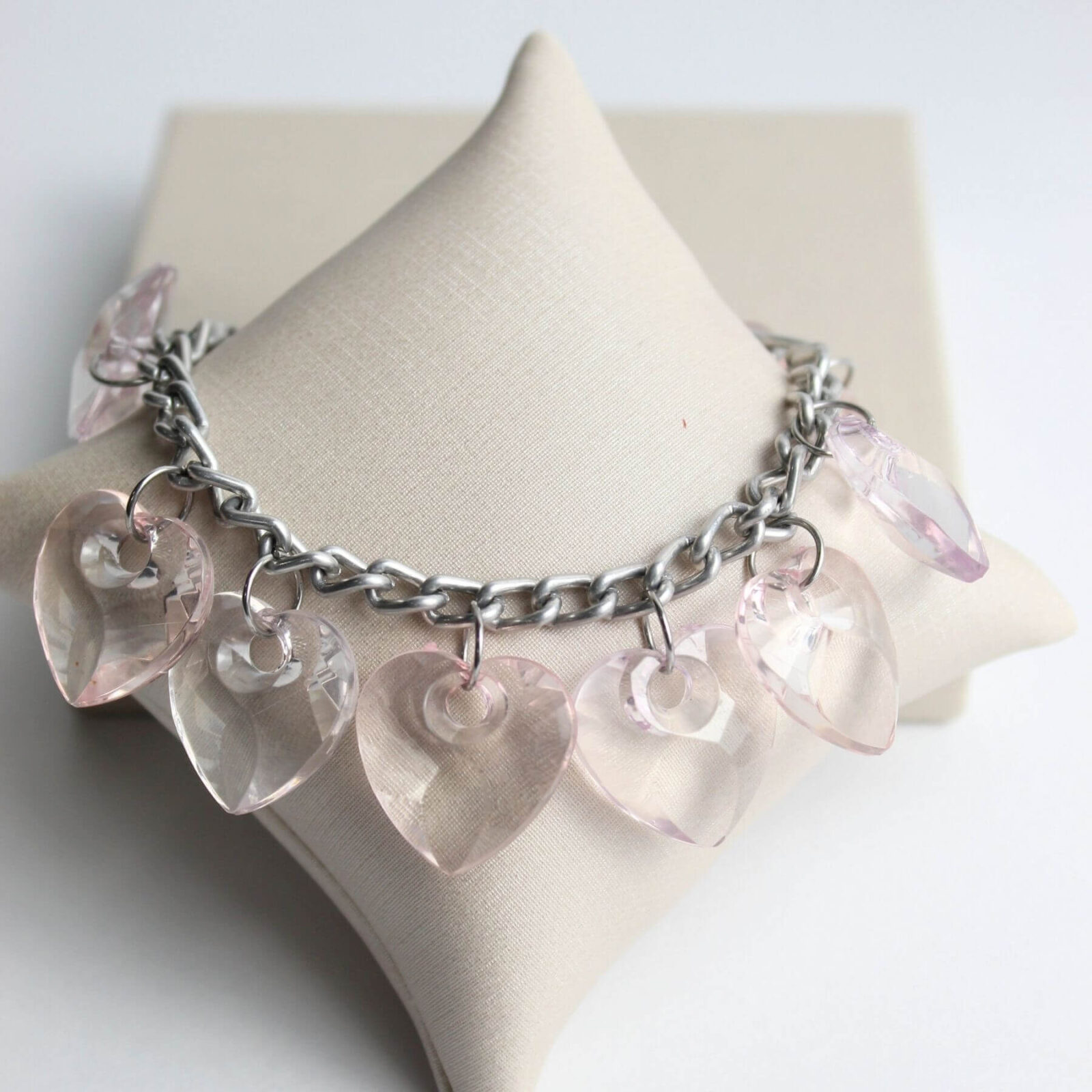 Pulseira Corações Rosa Alumínio