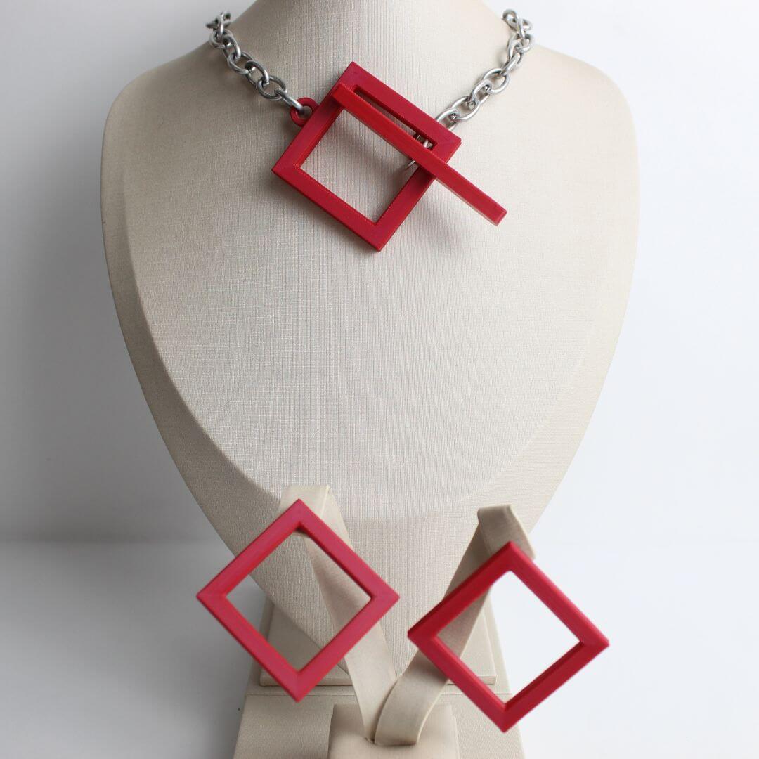 Conjunto Geométrico Losango Vermelho